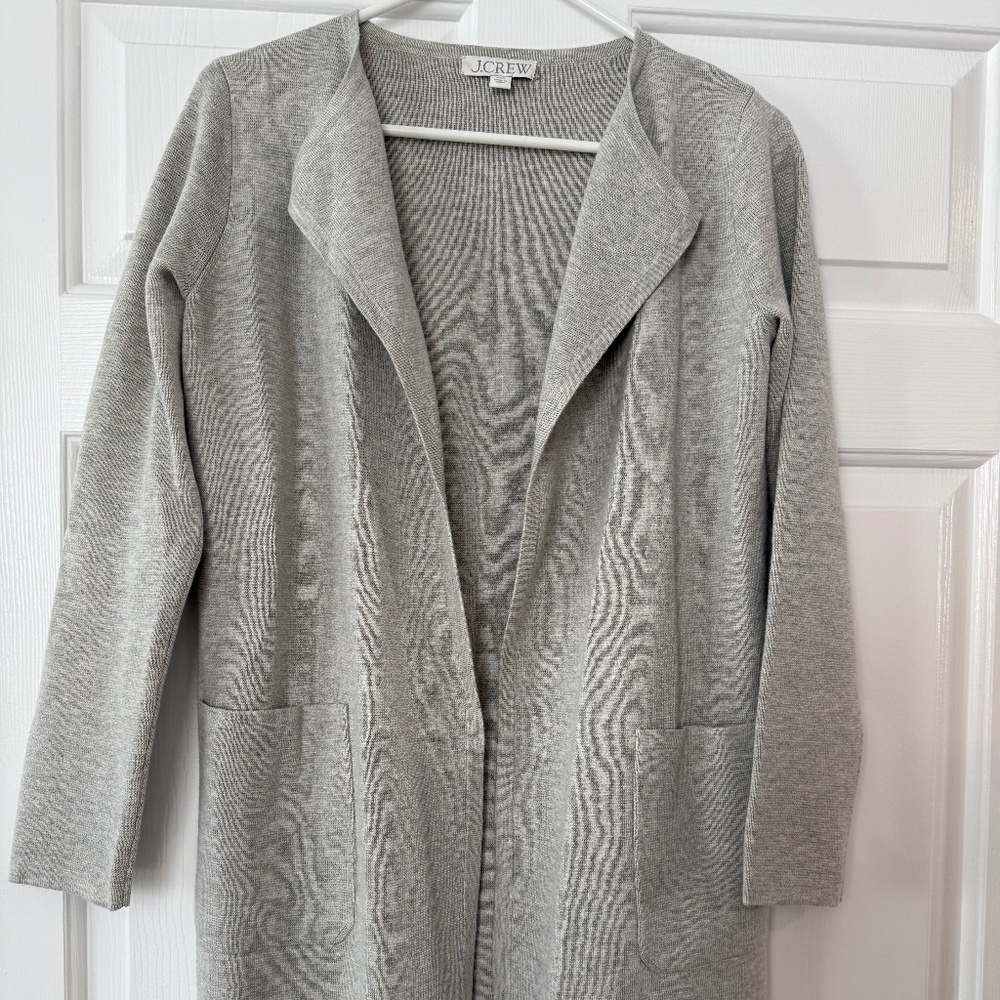 J Crew Juliette Collarless Sweater Blazer Gray XXS